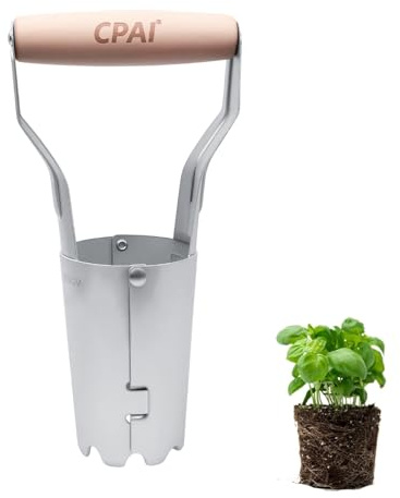 Bulb Planter Tool, Stainless Steel Bulb Planter with 4 Inch Measurements, Garden Bulb Transplanter with Comfortable Wood Handle for Outdoor Garden Planting Transplanting