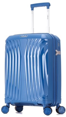 DK Luggage Carry-on 20” Cabin EasyJet, BA, Jet 2 Hard Shell Approved Hand Luggage Polypropylene Suitcase 4 Wheel Spinner Luggage (Blue ST81, Cabin)