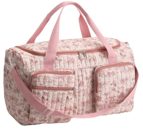 Starnearby Sac a Langer Bebe Fleurie, Sac Maternité Grande Capacité | Sac de Voyage Matelassé, Multi-Compartiments, Bandoulière Réglable, Sac Voyage Bebe, pour Hôpital, Poussette, Veekend