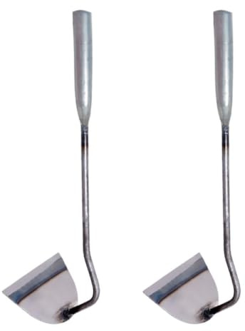 HEMOTON 2 Pièces Houe à Désherber Portable en Acier Inoxydable Argenté, Outil de Binage Léger et Ergonomique pour Jardinage et Plantation