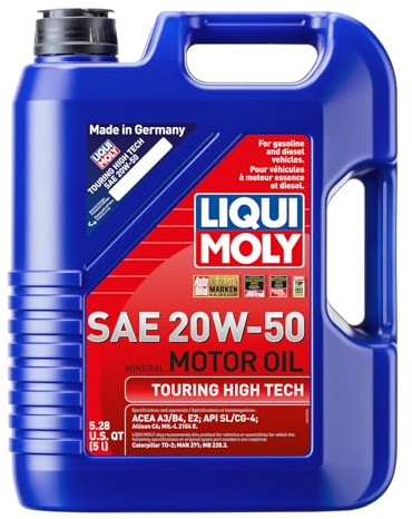 LIQUI MOLY Touring High Tech 20W-50 | 5 L | mineralisches Motoröl | Art.-Nr.: 1255, farblos
