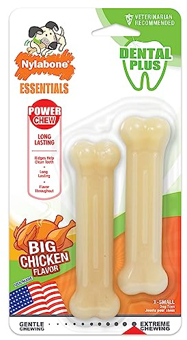 Nylabone Daily Dental Bone Dog Chew Toy, X-Small, for Dogs up to 7kg (pack of 2)