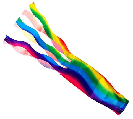 Fenteer Windsack Garten Wetterfahne Balkon Äolsglöckchen, 140 cm Regenbogen