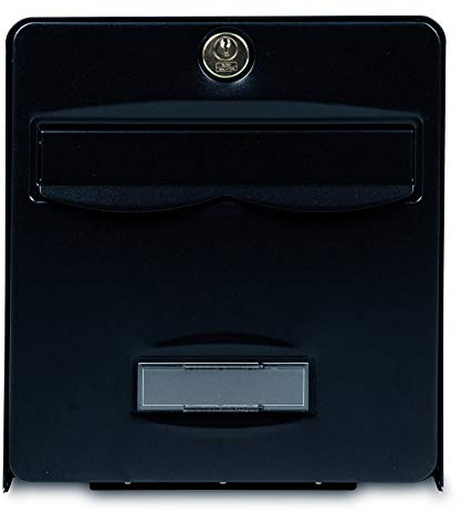 BURG-WÄCHTER Boîte aux Lettres, 1 Porte, 504 NO Mini BALthazar, Noir, en Acier Galvanisé, Avec Porte à Ouverture Totale et Stop-Courrier (Porte bloquée à 120°)