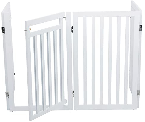 Trixie 39363 Hunde-Absperrgitter, 4-teilig, mit kleiner Tür, 60–160 × 81 cm, weiß