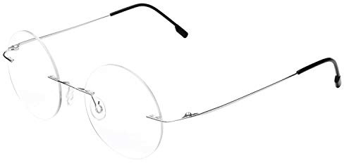 Fuisetaea Randlose runde Lesebrille Titan Lightweight Readers Brille Männer Frauen +0.50 to +4.00