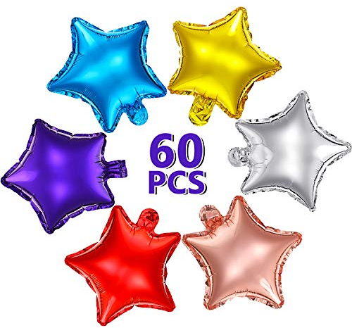 Sumind 60 Pièces Ballons en Forme d'Étoile 10 Pouces Colorés Ballons Étoilé en Papier d'Aluminium d'Étoile pour Mariage Fiançailles de Bal