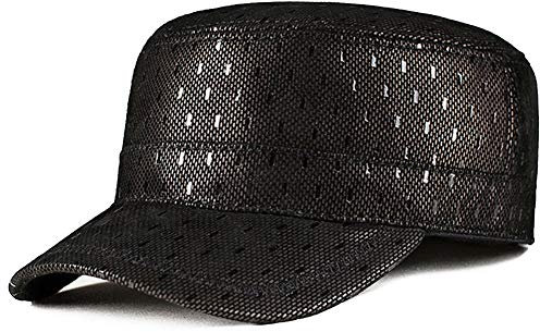 DongBao Military Cap, Herren Leder Army Kappe Cadet Hat, Military Army Cap, Herren Vintage Militär Mütze Verstellbar Army mütze Leder Baseballmütze