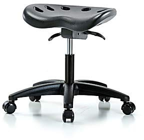 Thomas Scientific PTDHSO-RG-RC-BLU, Polyurethane Tractor Sit-Stand Desk Height Stool, Nylon Base, Regular Casters, Blue
