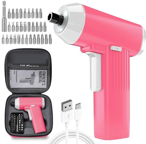 Hi-Spec 34pc 3.6V Electric Screwdriver Set USB Charging LED Light Li-ion Battery. Compact Cordless Tool with Bit Selection & Carrying Case – Ideal for DIY Repair