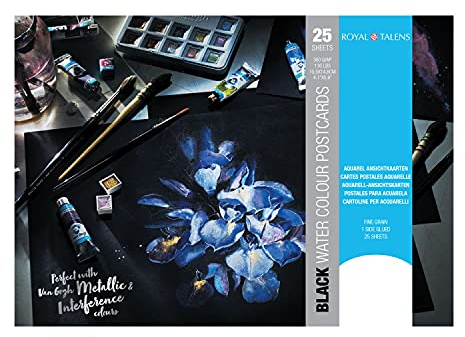NEU PAINT IT EASY Aquarellpapier Postkarte, schwarz, 10,5x15cm, 25 Blatt, 360g/qm