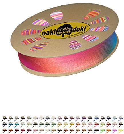 Sandras-Bastelladen Schrägband/Einfassband Satin gefalzt 20m x 20mm 969-Regenbogen