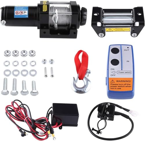TKSE Seilwinde Funk 12v, Seilwinde 12v, 4000lbs Elektrische Bergungswinde Kit ATV Anhänger LKW Auto DC 12V Fernbedienung