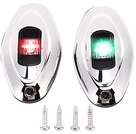 Evgatsauto Boat Navigation Light, 316 Stainless Steel Rubber Pad Bow Light Led Green Red Ip66 1 Nautical Mile Visibility Sailing Lamp, For Pontoons Yachts