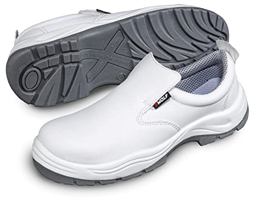 BWOLF Astral S2 SRC Scarpa Cucina Scarpe di Sicurezza Uomini Cucina Unisex Impermeabile Resistente all'Olio Antiscivolo, bianco, 42 EU
