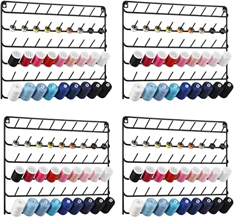 YBING 4er Set 54 Spulen Nähgarnhalter, Garnhalter/Fadenhalter Organizer, Metallständer zum Organisieren zum Aufhängen für Stickerei, Quilten, Nähen(Schwarz)