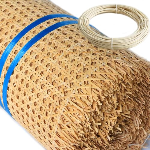 RIBLOR Natural Rejilla Rollo Mimbre para Muebles, 80cm de Ancho, Rollo de Ratan por Metros, Correas de Tela Ratán, Cinta de Caña Tejida para Silla Cesta Bricolaje(80x100cm)