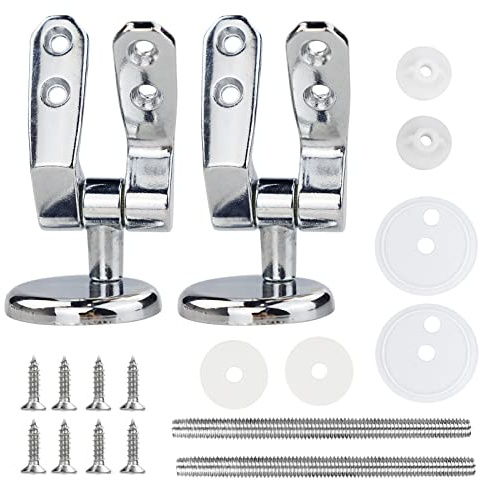Toilet Seat Fittings, Zinc Alloy Toilet Seat Replacement Hinge with Fittings and Repair Parts, for Most Wooden | Resin | MDF Toilet Seat
