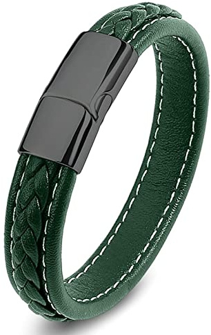 Dsnyu Männer Armband Pärchen, Bunt Leder Armbänder für Herren mit Magnet Verschluss, Einfach Retro Punk Armband für Geburtstag
