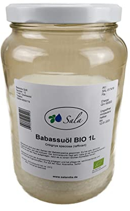 Sala Babassuöl raffiniert food grade BIO 1000 ml 1 L Glas