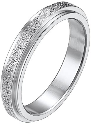 Richsteel Anti-Stress Ring Mann Drehring Frost Ring Allianz Mann Edelstahl Viking Schmuck Mann Frau 4 mm Breit Farbe Silber Größe 59