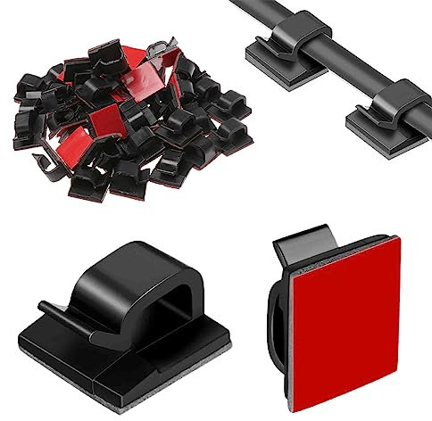 Clip Fermacavi Adesivi, Autoadesivo Clip Cavo, 50 Pezzi Clip per Cavi Adesivi, Clip Autoadesivi Cavo, Clip Fascette Stringicavo, Cavo Gestione Fascette Fermacavo Clip da Cavo per Cavi Organizer