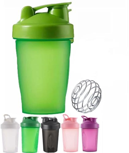 400 ml Protein Shaker Flaska Blandare BPA-fri Gym Shaker Flaska Läckagesäker Mini Vattenflaska med Stål Mixningsboll för Fitness Sport och resor för Män och Kvinnor - Grön