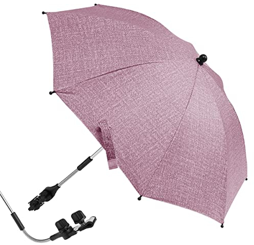 Ombrellone universale 50+ UV per passeggino con morsetto regolabile e braccio flessibile per passeggino, bicicletta, sedia a rotelle, poltrona da spiaggia (rosso jeans, 75 cm (B)