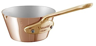 Mauviel M'Minis 1 mm Copper & Stainless Steel Mini Chef Pan With Pouring Edge & Brass Handle, 3.54-In, Made in France