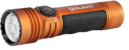 OLIGHT Seeker 4 Pro 4600 Lumens High Power LED Rechargeable Torch, Orange | USB-C Holster or Magnetic Charging, IPX8 Waterproof, Long Range, Bright Flashlight for Emergency, Camping, Hiking, Searching