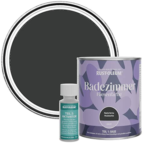 Rust-Oleum Black Water-Resistant Bathroom Tile Paint in Matt Finish - Natural Charcoal (Black) 750ml
