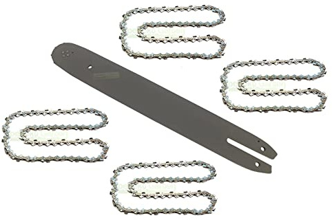 35 cm / 1.3 mm / 3/8 / 50 TG barra guía de motosierra + 4 x cadenas compatible con Stihl MS 171 MS 181 MS 211
