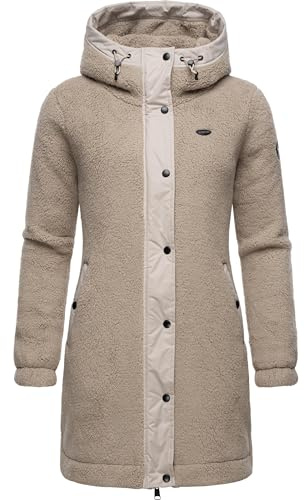Ragwear Damen Fleecejacke kurze Teddyfleece-Jacke warm mit Kapuze Cousy XS-6XL