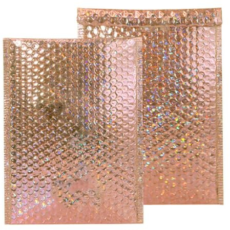 50 Stück individueller Luftpolsterversand, gepolsterter Versandbeutel mit bedruckter Versandtasche für Schmuck, Postversand für Make-up-Kleidung, Goldlaser, 20 x 25 cm
