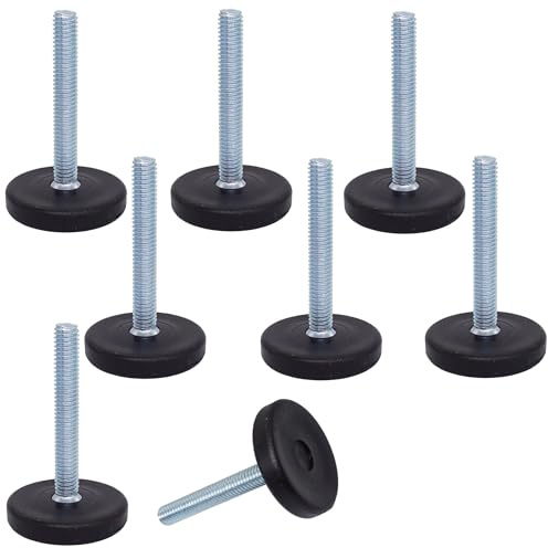SKIR'CO 8 patas niveladoras de muebles M6 x 40 mm, patas redondas ajustables de 30 mm de diámetro, pie nivelador de rosca M6