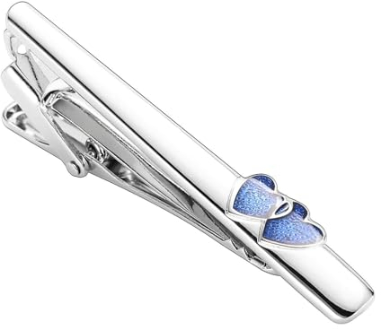 Krawattennadel Edelstahl, Krawattenklammer Blau Herz Hemd Anzug Herren Damen Schmuck für Geburtstag Hochzeit