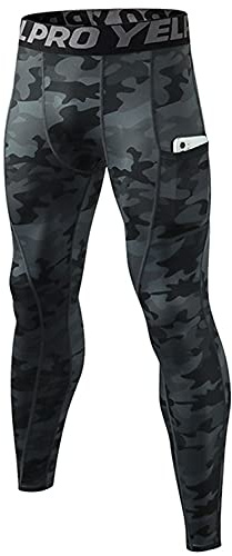 SPVISE Camo Black Men's Compression Pants Athletic Leggings Sports Tights Performance Sports Baselayer Running Tights Cooling