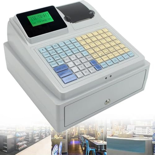 ZIXIAOS Elektronische Registrierkasse, Registrierkasse Für Kleine Unternehmen, Kassensystem, 81 Tasten, Digitale LED-Registrierkasse, Für Restaurant-Supermarkt-Einzelhandel, Englisches System