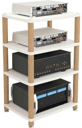 Professioneller Verstärkerständer HiFi-Lautsprecherschrank Massivholz-Mehrschicht-Audioschrank Moderner Leichter Luxus-Audioständer Sicherer Umweltschutz Schön und langlebig (Color : Weiß, S : 4st f