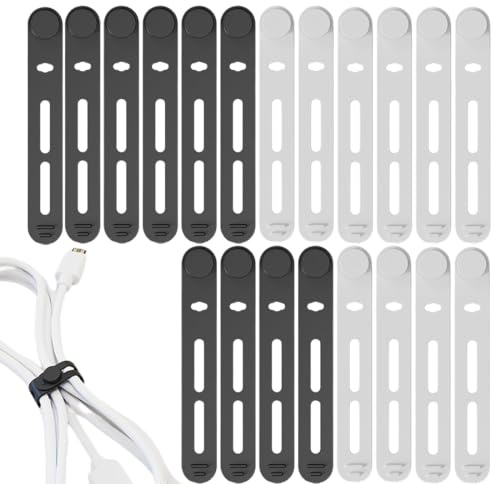 RDNKVB Fascetta Cavi in Silicone, Fermacavi Riutilizzabili,20 Pezzi Fascette Riutilizzabili, Clip per Cavi, Avvolgicavo per Cavo, Porta Auricolari, Organizzatore Cavi per Cuffie e Cavo Dati