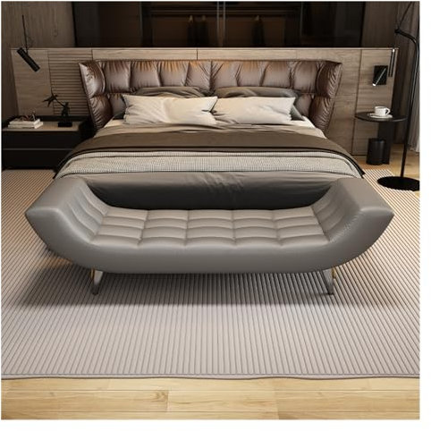 CUSTCH Bettbank, Ottomane fürs Schlafzimmer, Lederpolsterung, Moderne Schuhwechselbank für den Eingangsbereich, Wohnzimmerbank, Esszimmerbank, Ottomane fürs Bettende