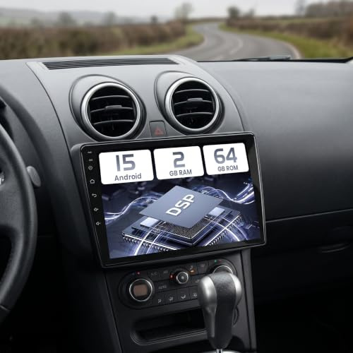 Android Radio Coche para Nissan Qashqai J10 2006-2016 CarPlay Android Auto | 9 Pulgadas 2.5D 2+64G Android 15 Radio con Bluetooth GPS WIFI FM RDS SWC USB EQ y Canbus Ahd-cámara de Retroceso Micrófono