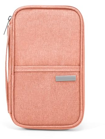 Reisepass Tasche Familien Reisepasshülle Wasserdicht Familien Reise Brieftasche für Speicherung Kreditkarten Ausweis Bordkarten Tickets Rosa