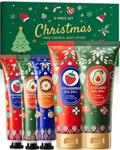 Set di 5 creme per le mani e per il corpo, crema idratante per le mani e il corpo, per l'inverno, piccolo regalo di Natale per uomo/donna/mamma