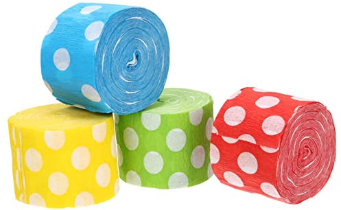 KITANDOVE 8 Rollen Krepppapier Luftschlangen Deko Party Krepppapier Luftschlangen Im Punktstil Bastelbedarf Für Girlanden Und Hintergrund