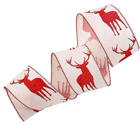 VILLCASE 2 Rollen Weihnachtsfest-bänder Multifunktional Zum Verpacken Dekorative Bänder Zum Aufhängen Am Baum Mit Drahtmuster Kein Verblassen Für Projekte