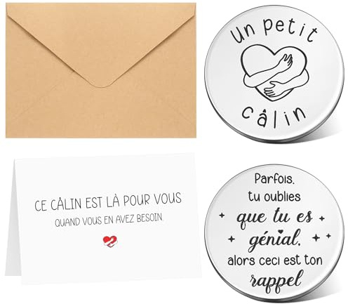 Clabby un Petit Câlin Porte-Bonheur Bonne Chance Jeton Contient une Carte Pliée et une Enveloppe, Cadeaux Inspirants pour Famille, Amis, Collègues, Demandeurs d'Emploi, Diplômés, Hommes, Femmes, Noël