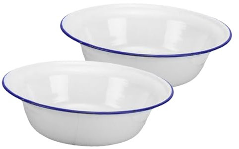 WATIIFUFU 2stücke Emaille-schüssel Retro-becken Für Küche Und Haushalt Dekorative Suppenschüssel Aus Emaille Für Obst Snacks Und Desserts