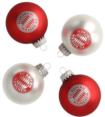FC Bayern München Christbaumkugeln I Weihnachtskugeln I 4er Set Rot/Weiß I Fußball