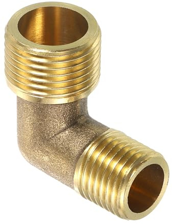 QUARKZMAN 1 styck 7,8 cm hane x 1/4 tum hane 90 graders vinkel, mässing L-vinkel rörskruvanslutning, kontakt för vätska, gas, bränsle, olja, 29 x 30 mm